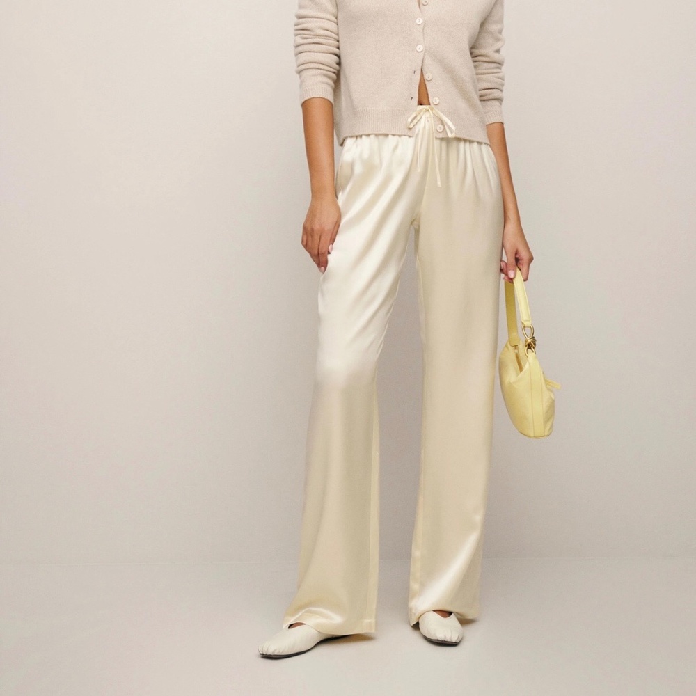 Reformation Cream Silk Pants S